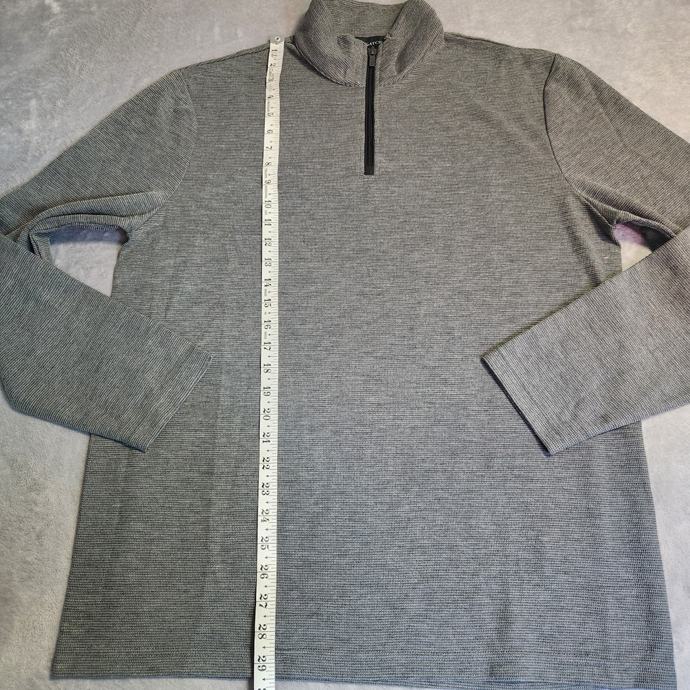 Bugatchi Men's Quarter Zip Pullover Sweater Gray Textured Size LargeL Pocket - Picture 3 of 9